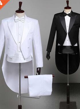 Tuxedo Dress XS-XL Men Classic Black Shiny Lapel Tail Coat T