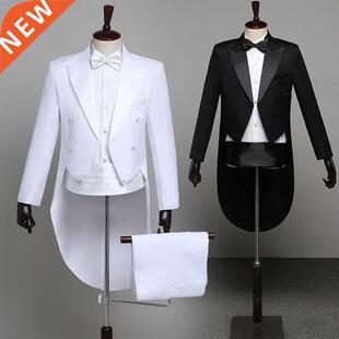 Tuxedo Dress XS-XL Men Classic Black Shiny Lapel Tail Coat T
