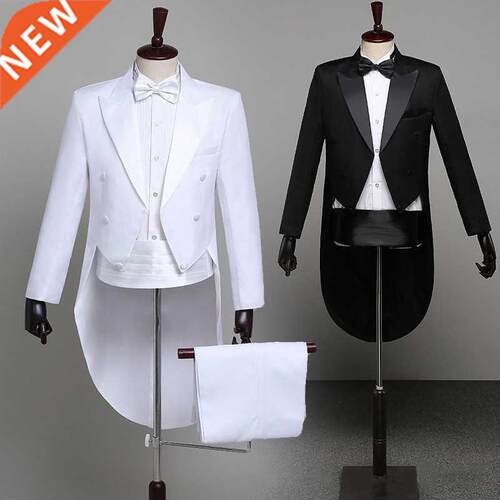 Tuxedo Dress XS-XL Men Classic Black Shiny Lapel Tail Coat T