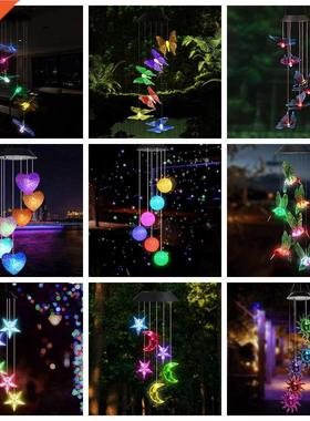LED Solar Wind Chime Crystal Ball Hummingbird Wind Chime Lig