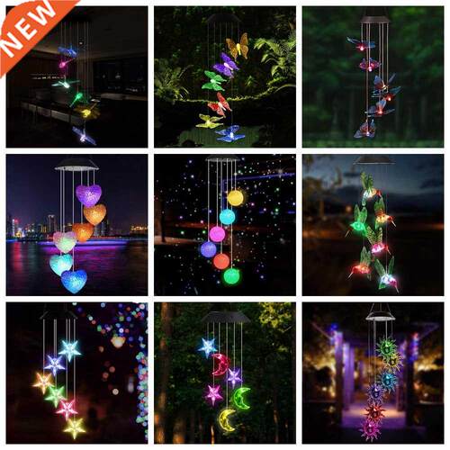 LED Solar Wind Chime Crystal Ball Hummingbird Wind Chime Lig