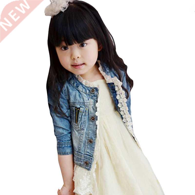 Baywell Girls Jean Jackets Kids Lace Coat Long Sleeve Button图片