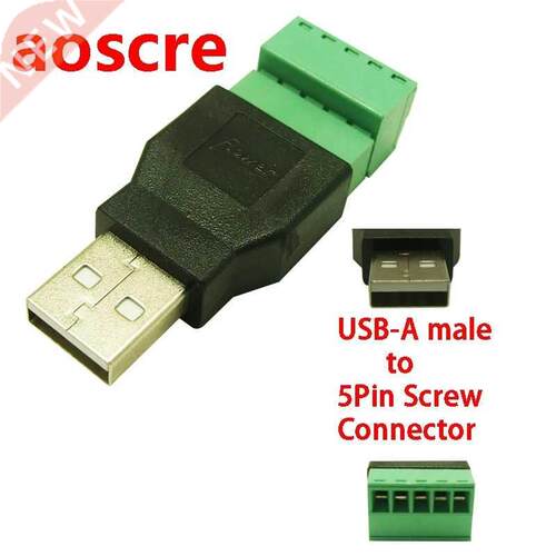5Pcs free shipping USB male to screw connector USB plug with