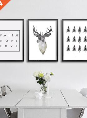 Geometric Deer Faith Quote Canvas Painting Nordic Poster Wal