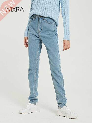 Wixra Basic Jeans Soft Pants Harem Female Straight All Match
