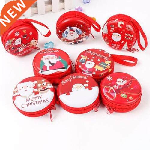 Tinplate Christmas Coin Purse Cartoon Kids Wallet Earphone
