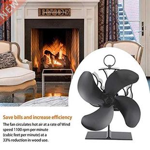 Hot Heat Powered Stove Fan 4 Blades Fireplace Silent Portabl