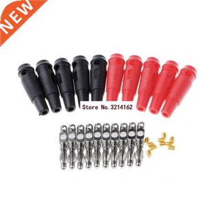 10 Pcs Red Black 4mm Solderless Side Stackable Banana Plug D