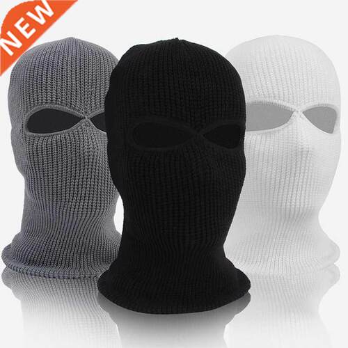 Unisex 2-Hole Knitted Ski Mask Balaclava Hat Winter Solid Co