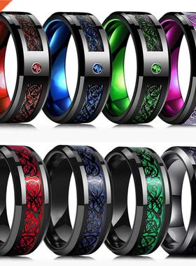 Fashion Men's 8mm Black Tungsten Wedding Celtic Dragon Rings