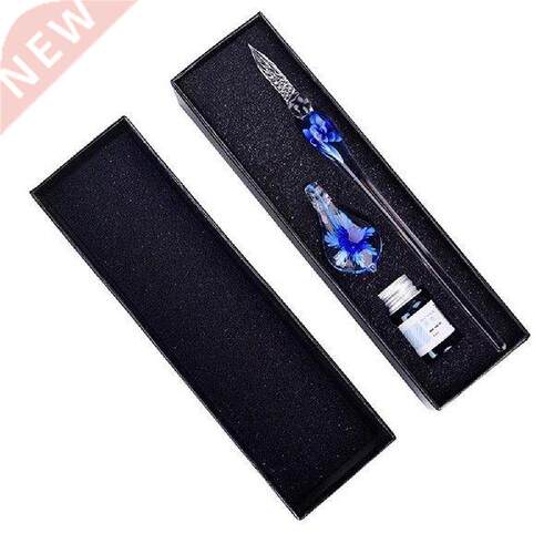Glass Dip Pen Faux Crystal Ink Signature Inside Flower for