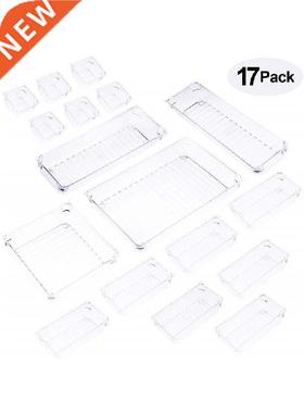 17PCS Desk Drawer Organizer Tray Home Office Storage Box
