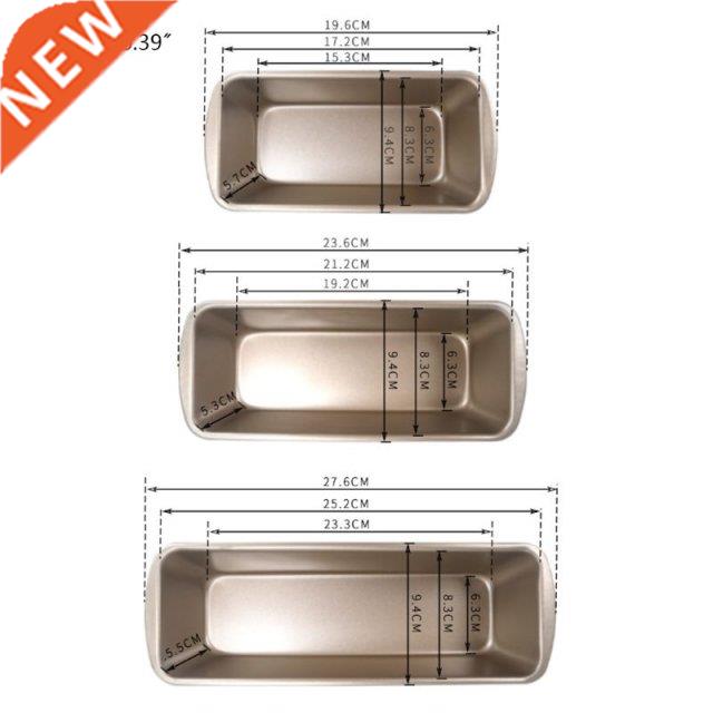 3pcs/set Rectangle Loaf Pan Toast Bread Cake Mold Carbon Ste