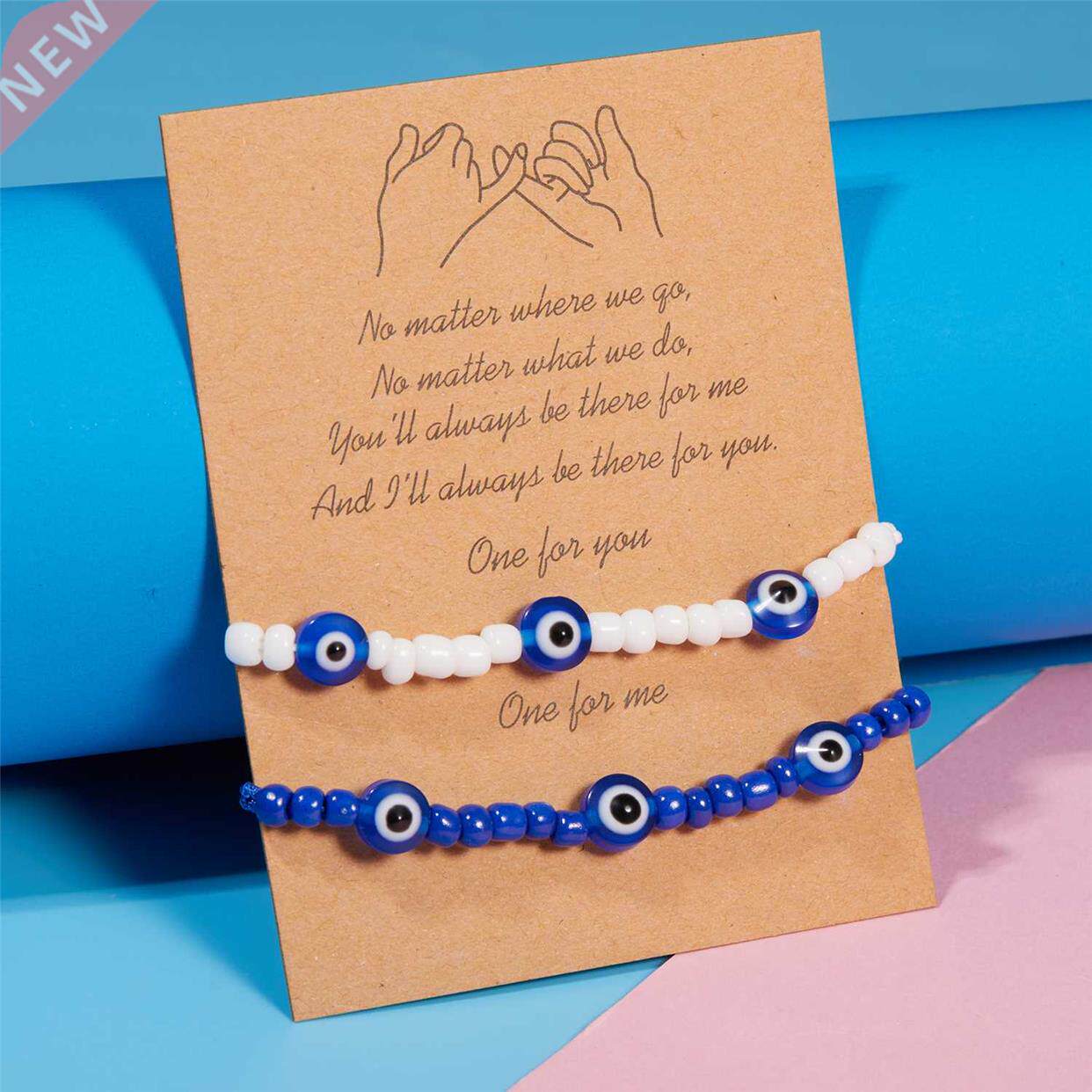 Turkish Eye Bracelet Sets White Blue Evil Eyes Lucky Couple