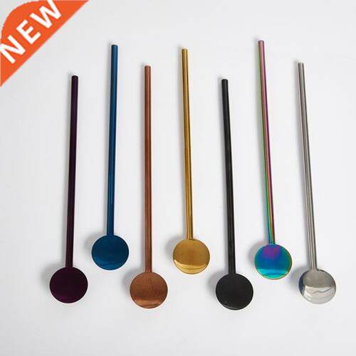 Round Shape Metal Drinking Spoon Stainless Steel Straw Reusa