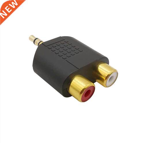 1Pcs Gold Plated 3.5mm Stereo Male Plug to Double RCA Female