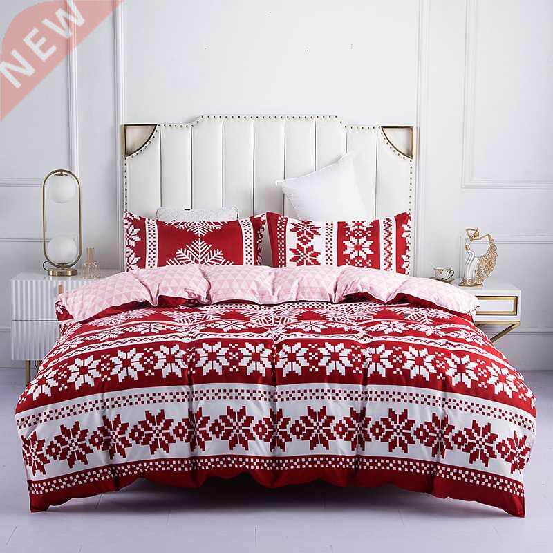 Red Snowflake Bedding Set Christmas Duvet Cover Child Adult