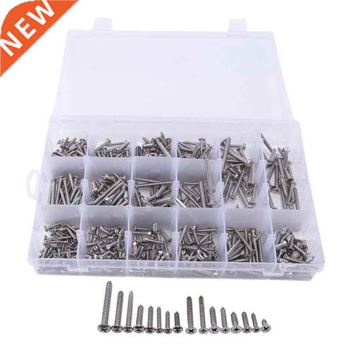 570Pcs Stainless Steel Cross Round Flat Cap Self Tapping Scr
