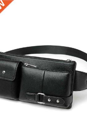 Men's Belt Bag Classic Solid Color PU Leather Waist Bag