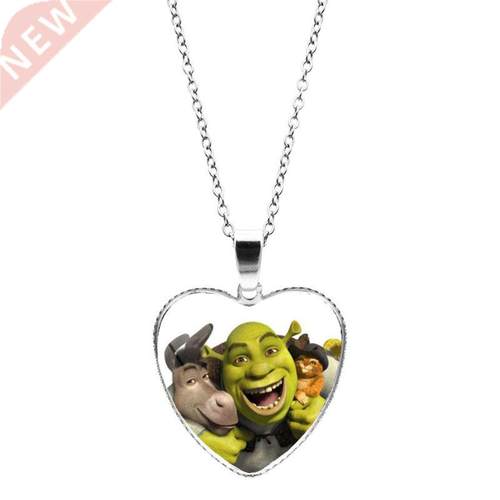 Shrek Heart Pendant Necklace Glass Cabochon Jewelry Gifts Co