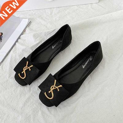 Shallow Flats Casual Shoes Women Metal Letters Loafers Oxfor