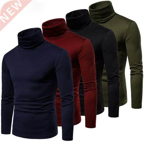 Fashion Men's Casual Slim Fit Basic Turtleneck Knitted Sweat