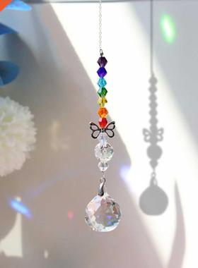 Crystal Heart Leaf Pendant Garden Window Wind Chime Car