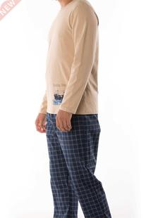 2 Pieces Cotton Sleepwear Set for Men - Nightgowns Pyjamas S