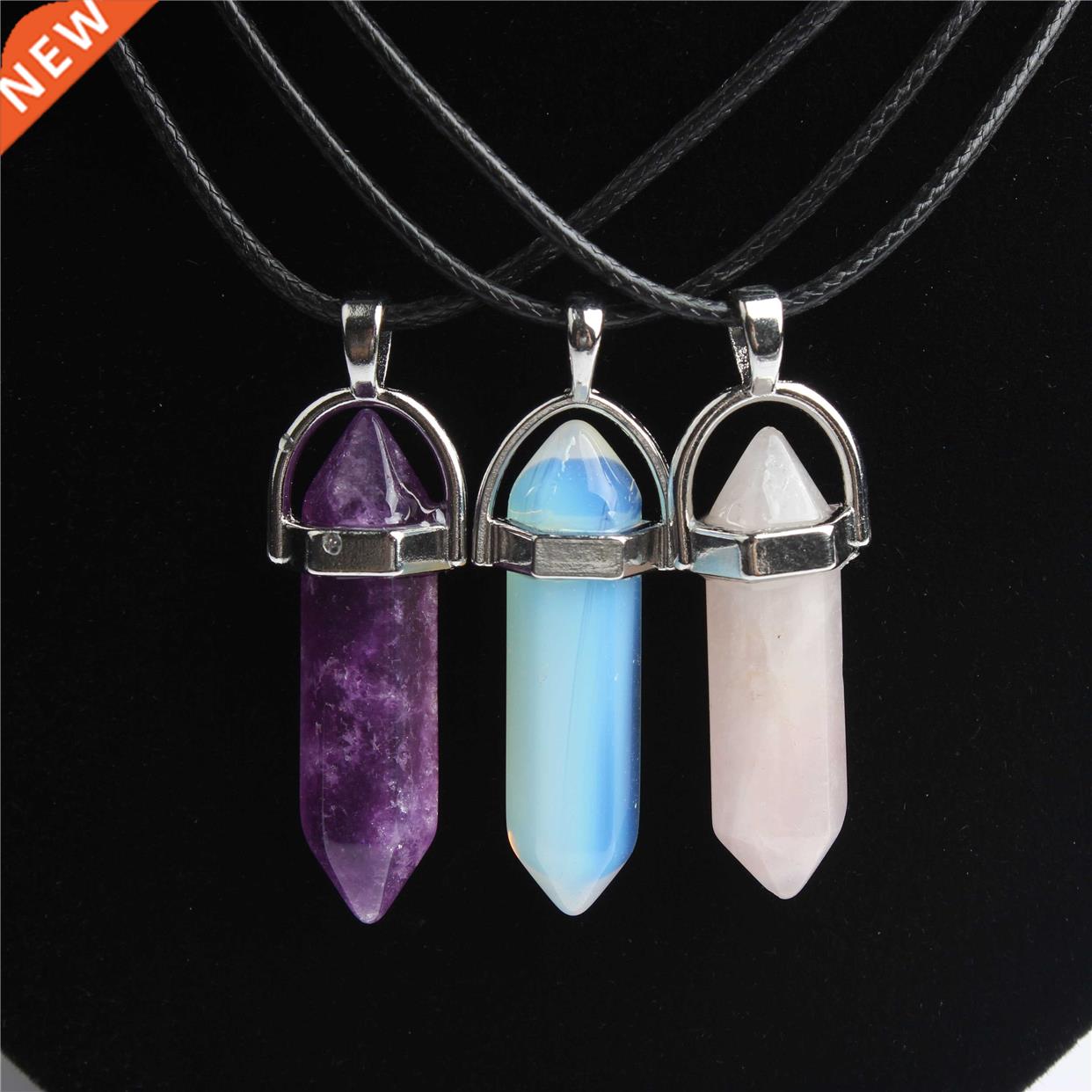 Hexagonal Column Necklace Men's and Women's Amulet Natural S
