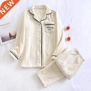 Pajamas Set Women Autumn/winter Thick Long Sleeve Men Nightg
