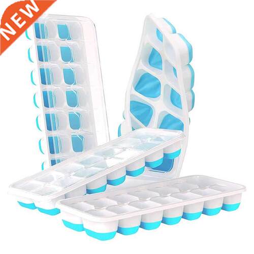 Ice Square Trays, Easy-Release Silicone And Flexible 14-Ice