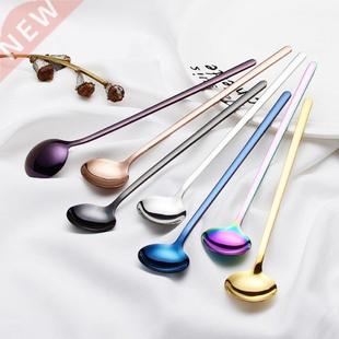 Coffee Handle Stainless Long 1PC Plating Spoon Steel Kitchen