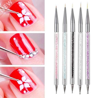 5 Pcs/Sets Nail Art Pen 2 In 1 Double Ends Dotting Drawing P