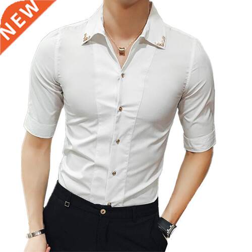 Men Luxury Brand 2022 Male Half Sleeve Hawaiian Shirts Casua