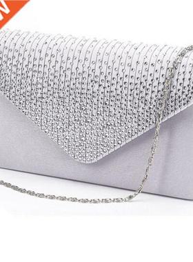 Ladies Satin Clutches Evening Bags Crystal Bling Handbags We