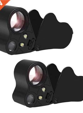 2 Pack Foldable Jewelry Loupe,30X 60X Lighted Illuminated Je