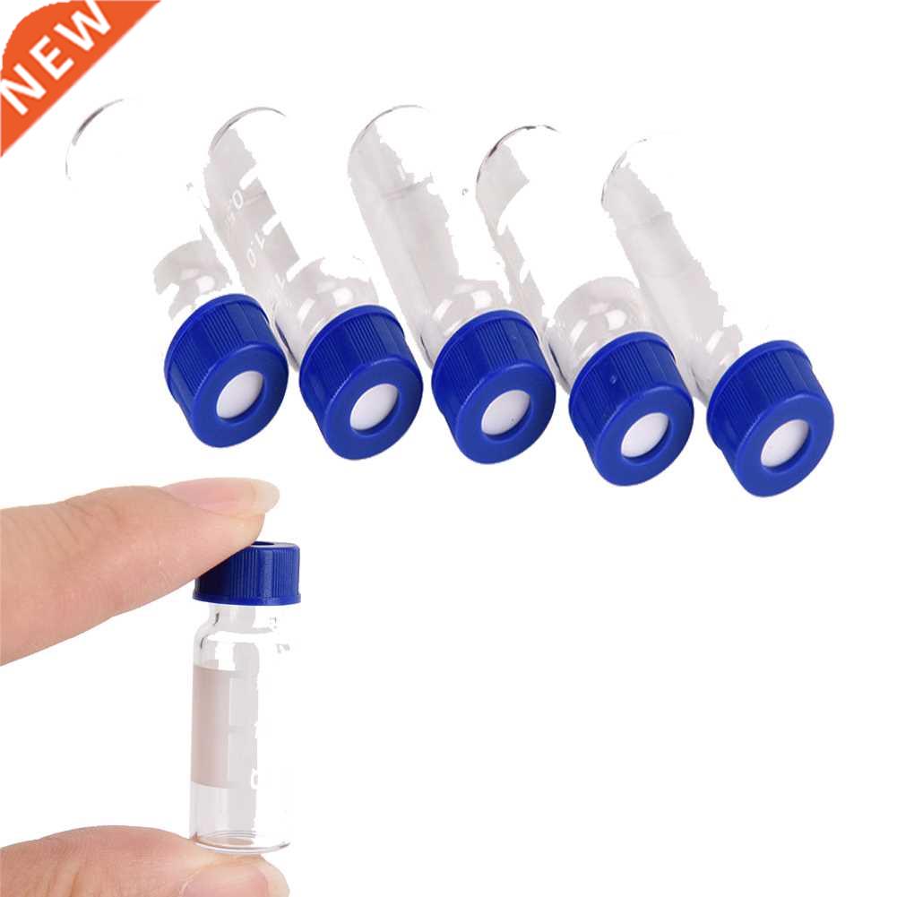 5 Pcs Plastic Lid Graduated Round Glass Reagent Bottle Blue