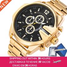 Mens Watches Top Brand Luxury Gold Steel Quartz Watch Men C