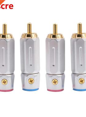 40Pcs brass Gold Plated RCA Connector Plug HIFI Audio Phono