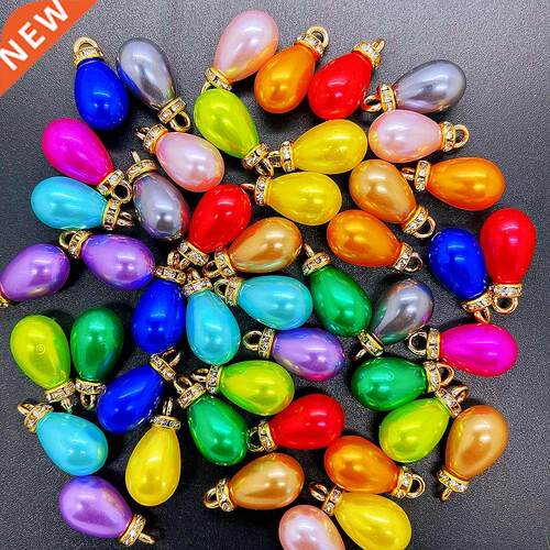 NEW 8 Pcs  10x20mm Multicolour Mini Acrylic Pearl Pendant