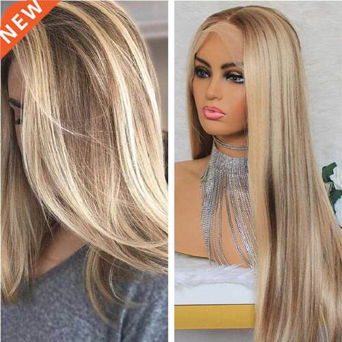 Long Straight Synthetic Lace Front Wig for Women Highlight B