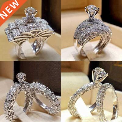 Bridal Set Elegant rings for Women Sliver Color Wedding Enga