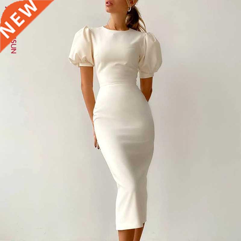 Bubble sleeve dress women evening dresses 泡泡袖连衣裙包臀裙