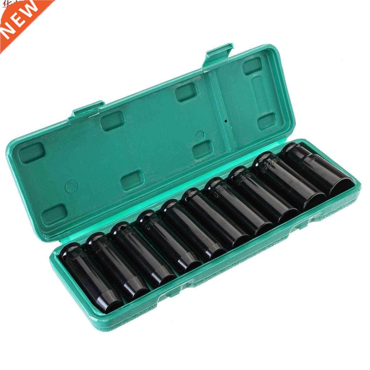 10 Pcs 1/2 Inch Chrome Vanadium Black Drive Deep Impact Sock