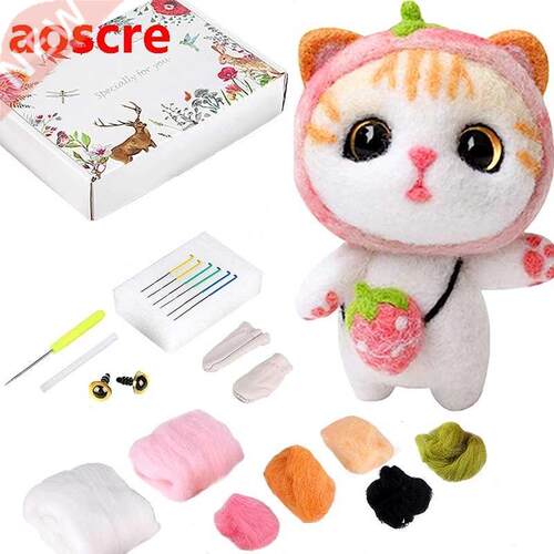 Christmas Needle Felt Kit Wool Starter Handcraft Tool With I