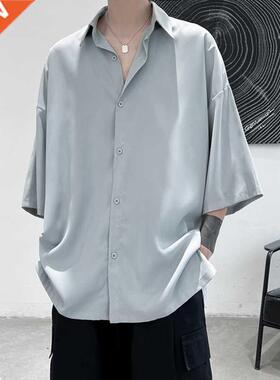 Privathinker Half Sleeve Men Solid Shirts Summer Casual Over