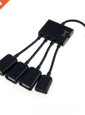 Blck 4 Port Micro USB Power Chrging OTG HUB Cble For Smr