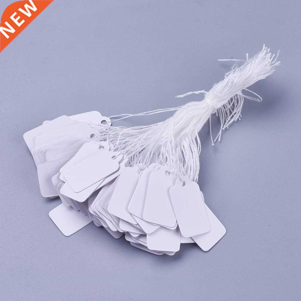 500pcs Rectangle Jewelry String Cords Price Tags White Blank