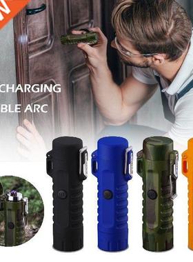 USB Rechargeable Dual Arc Lighter Caping Flashlight