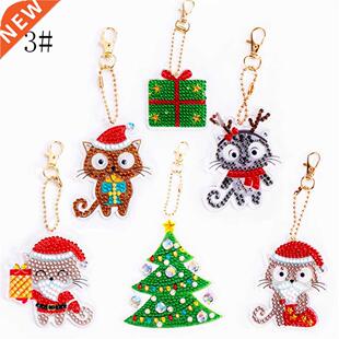 Christmas Diamond Painting Keychain Pendant Full Drill